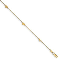 Diamond-Cut Hearts Anklet Bracelet (14K).