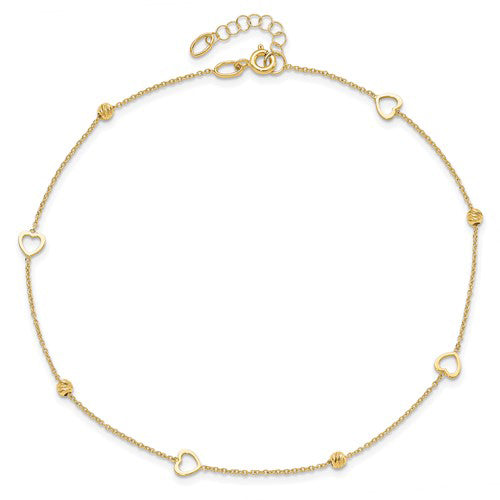 Heart Anklet Bracelet (14K).