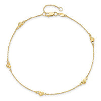 Diamond-Cut Hearts Anklet Bracelet (14K).