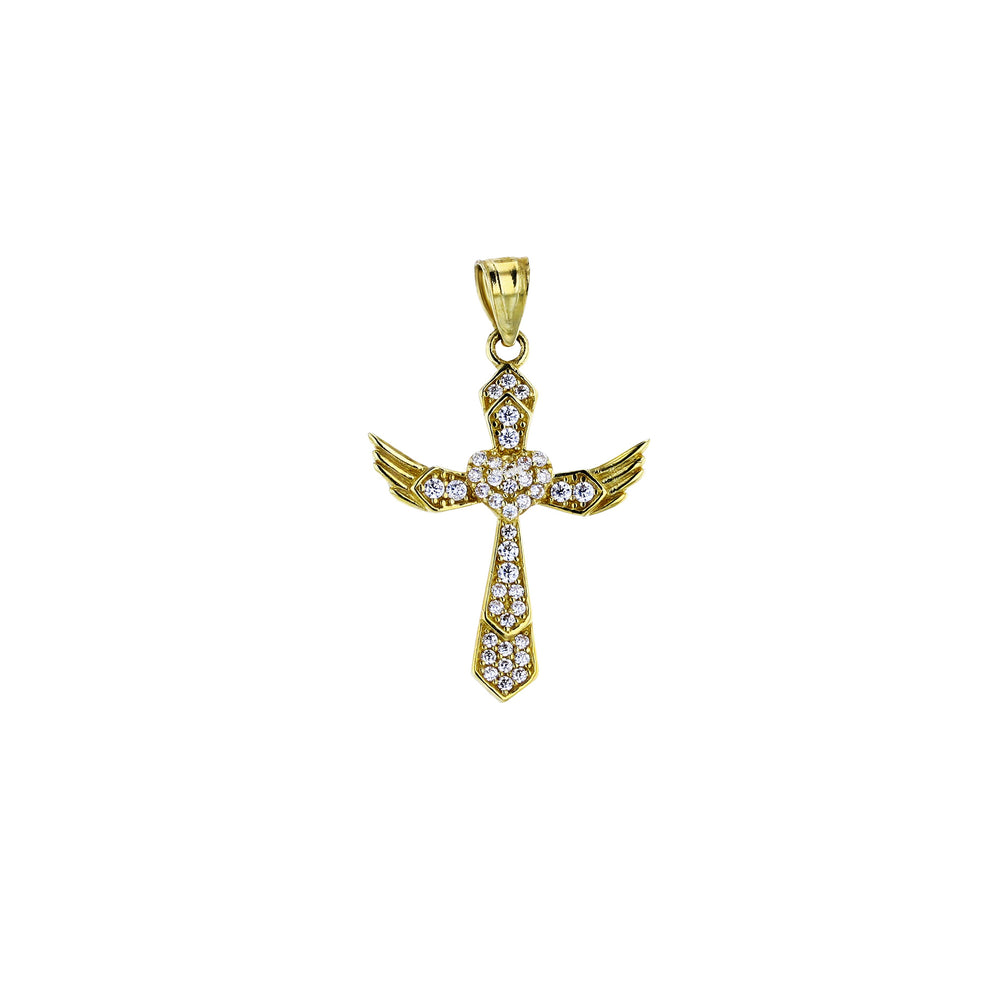 Micropave Flying Cross Pendant (14K)
