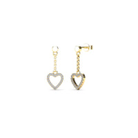 Diamond Heart Dangling Earrings (14K)