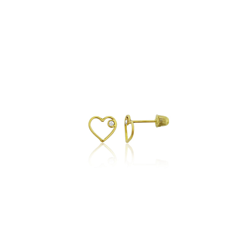Heart Outline Stud Earrings (14K)