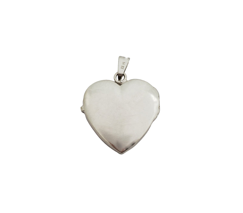 White Gold Brushed Heart Locket Pendant (14K)