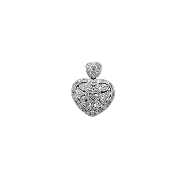 Diamond Heart Lock Pendant (14K)