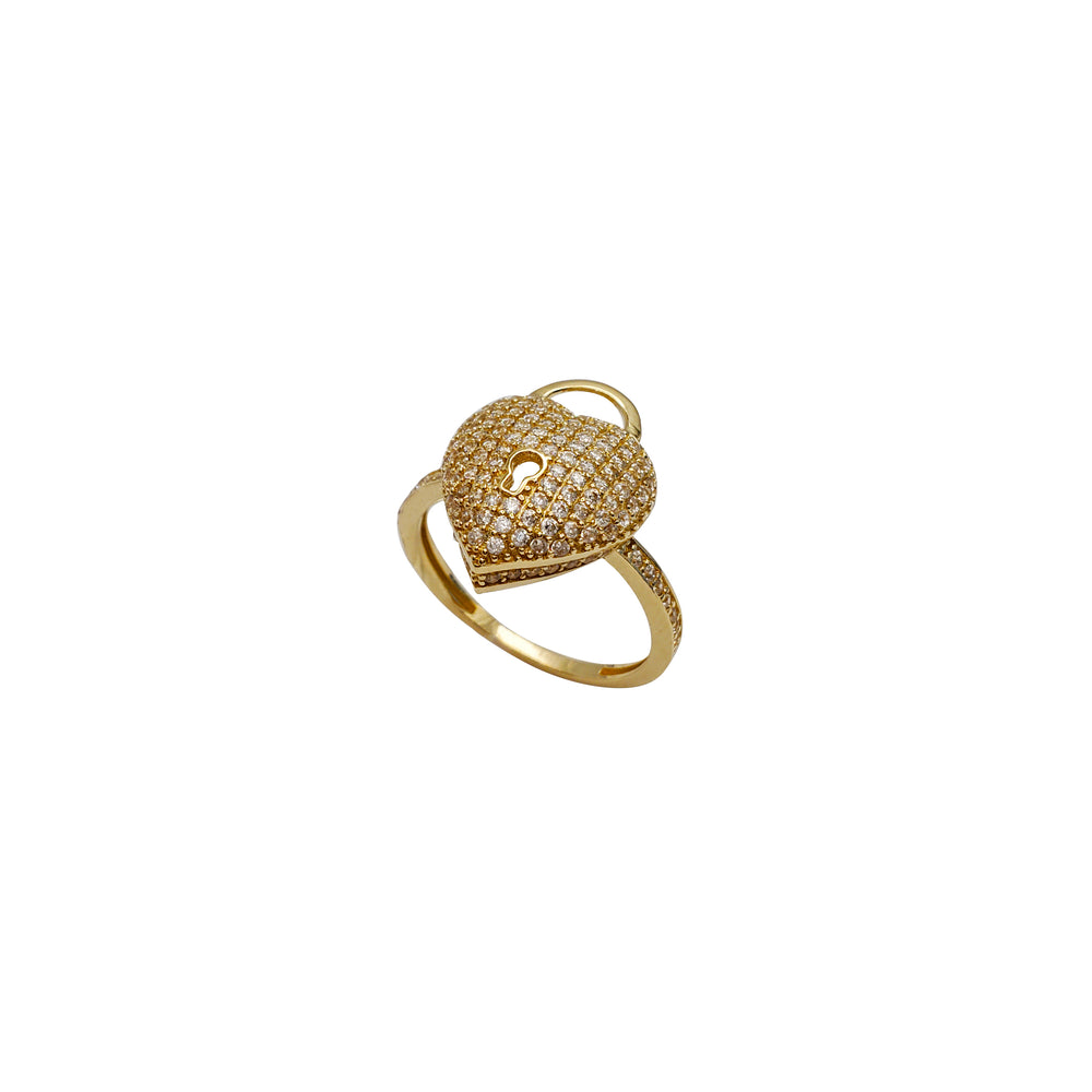 Zirconia Locked Heart Ring (14K)