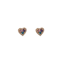 Zirconia Heart Stud Earrings (14K)