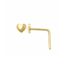 Heart L-Bend Nose Ring Nostril Piercing (14K)