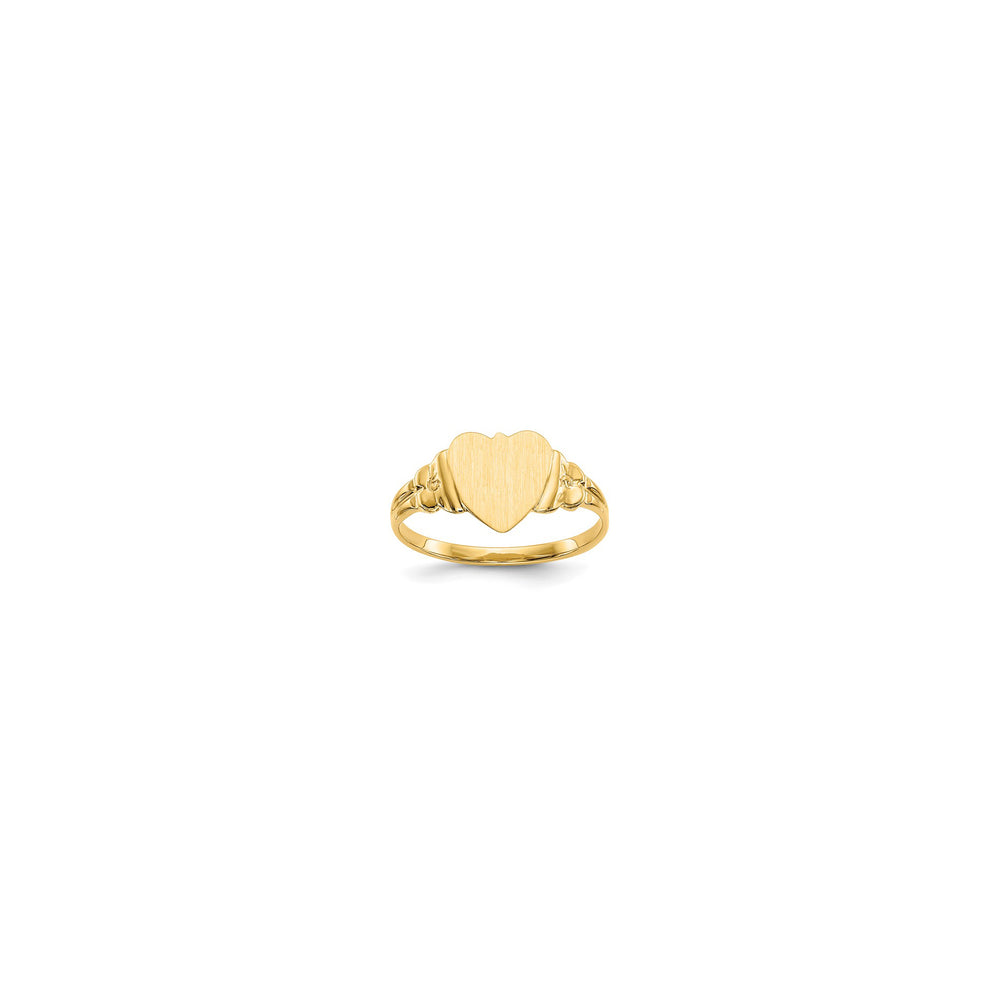 Brushed Finish Heart Signet Ring (14K)