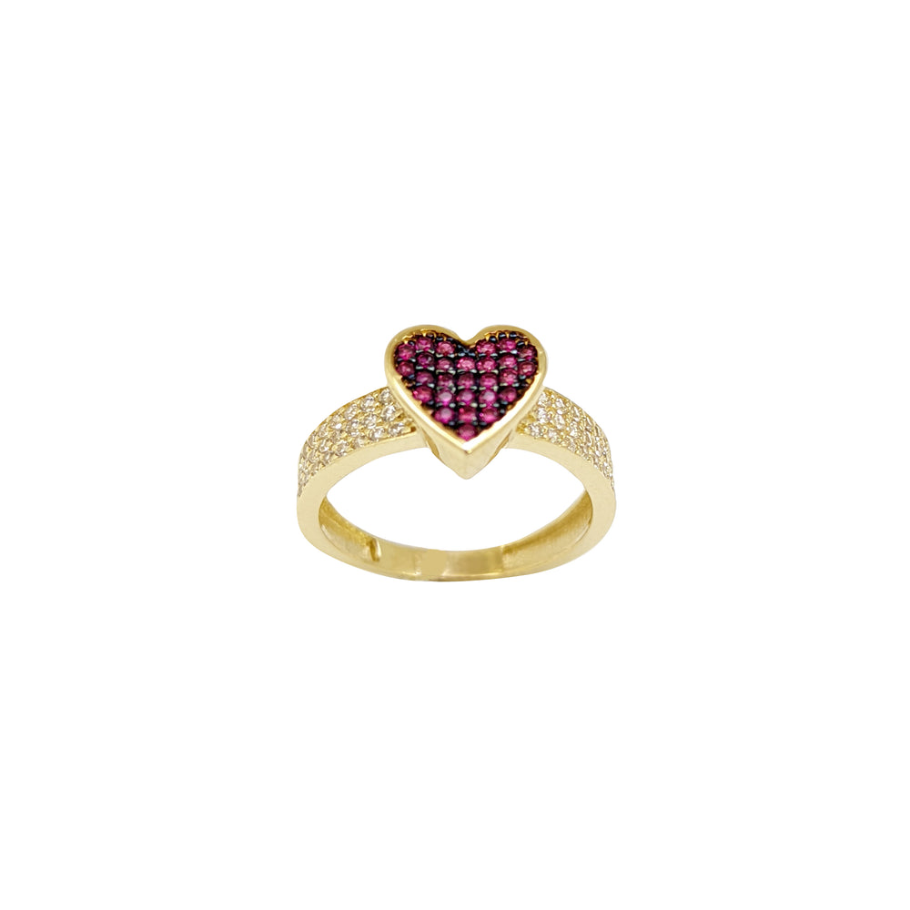 Pink Red Heart CZ Ring (14K).