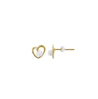 Heart Shape & Pearl Earrings (14K)