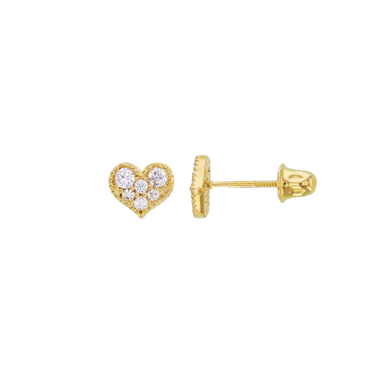 Heart Stud Earrings (14K)