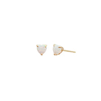 Heart-Shaped Synthetic Opal Stud Earrings (14K)