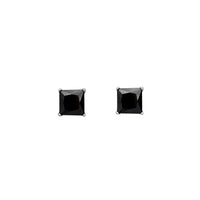 Black Onyx (Princess-Cut) Stud Earring(Silver)