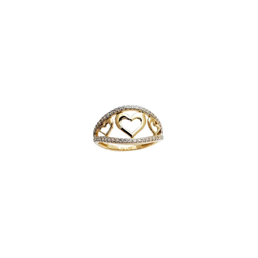 Triple Open Heart Ring (14K)