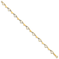Diamond-Cut Alternating Hearts Bracelet (14K).