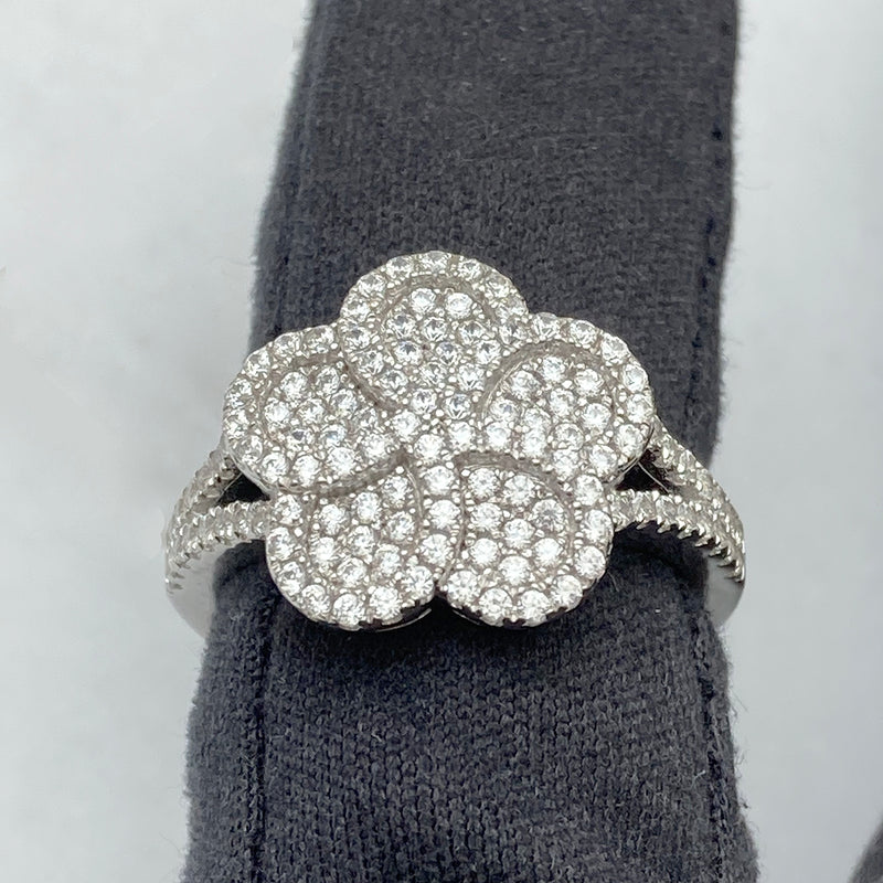 Stoneset Bauhinia Flower Cocktail Ring (Silver)