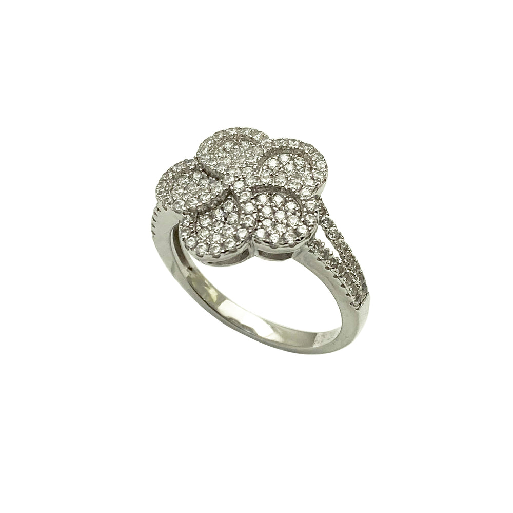 Stoneset Bauhinia Flower Cocktail Ring (Silver)