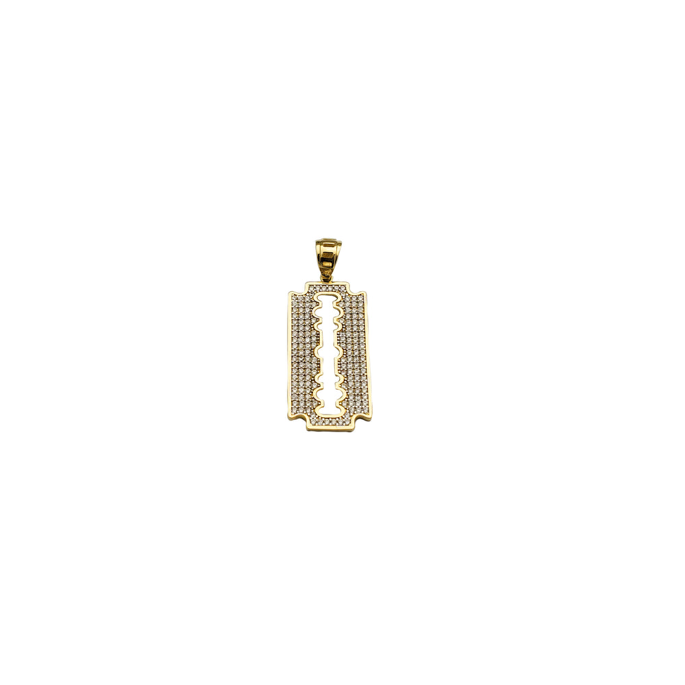 Yellow Gold CZ Razor Pendant (14K)