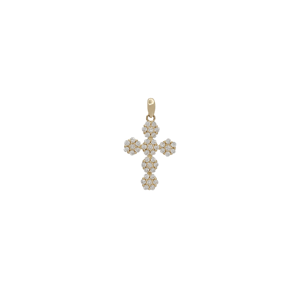 Zirconia Honeycomb Cluster Cross Pendant (14K)
