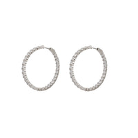 Zirconia Inside-Out Hoop Earrings (Silver)