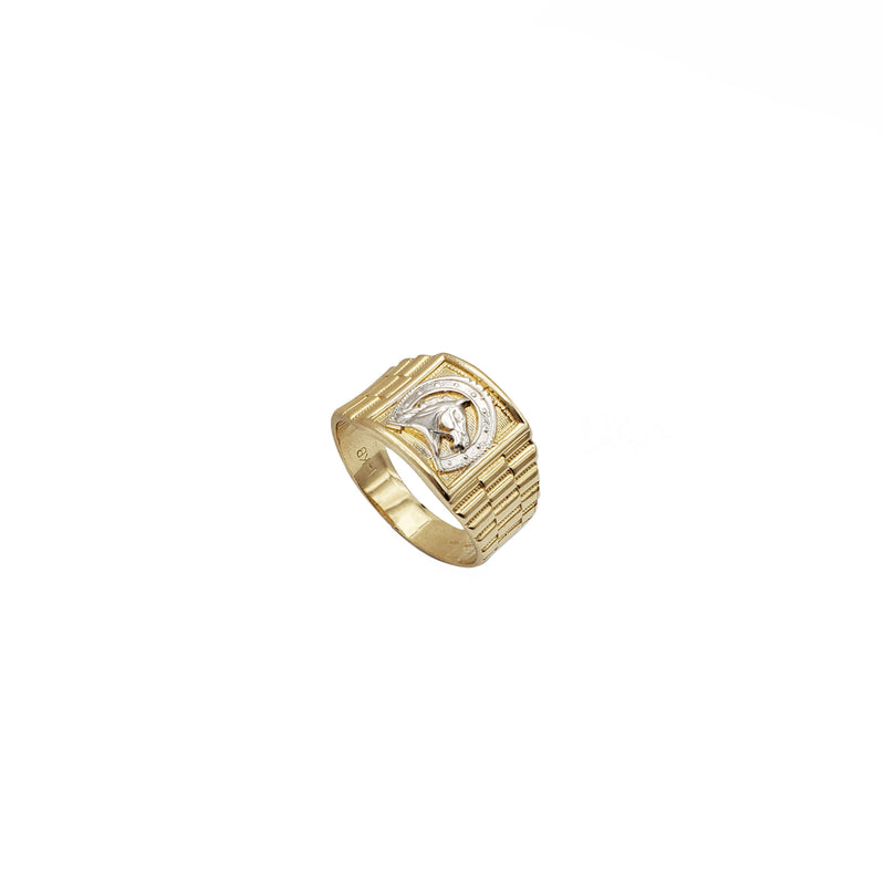 Two-Tone Presidential Band Accent Horseshoe Ring (14K)