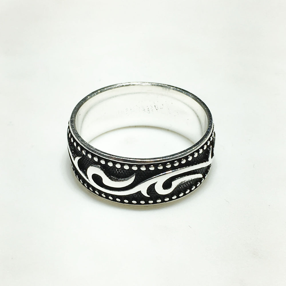 Antique-Finish Horus Eye Motif Band (Silver)