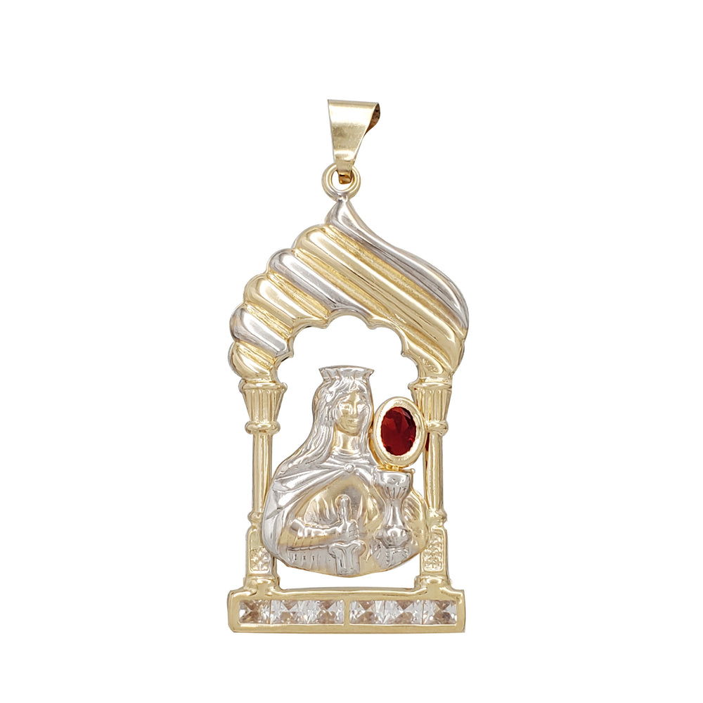 Two-Tone Hollow Santa Barbara Pendant (14K)