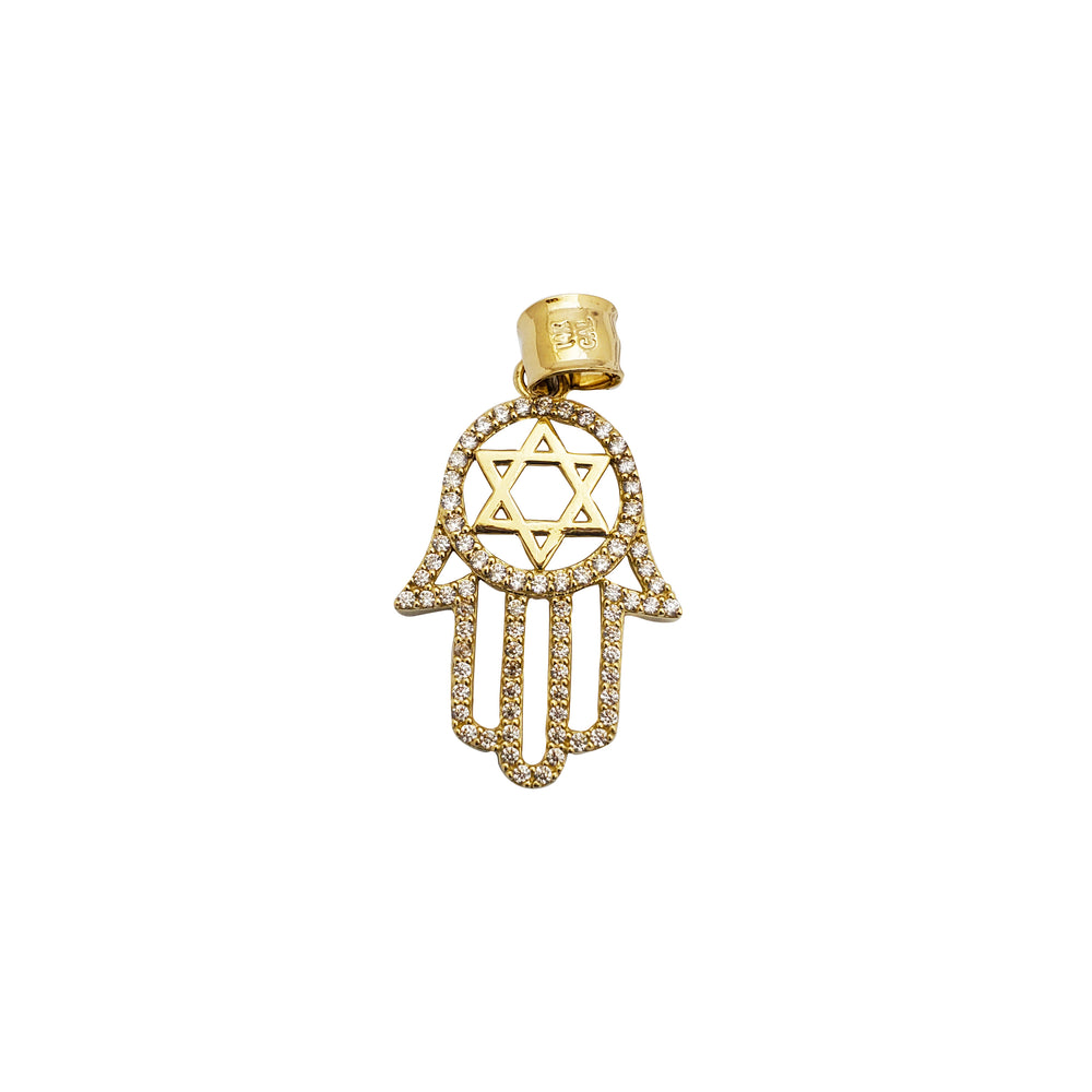 Hamsa with the Star David Pendant (14K)