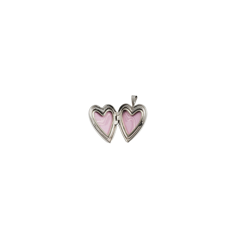 Heart Lock with Butterfly Engraved Pendant (Silver)