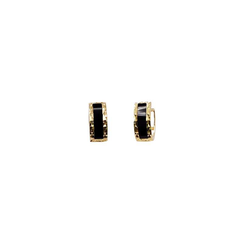 Black Onyx Huggie Earrings (14K)