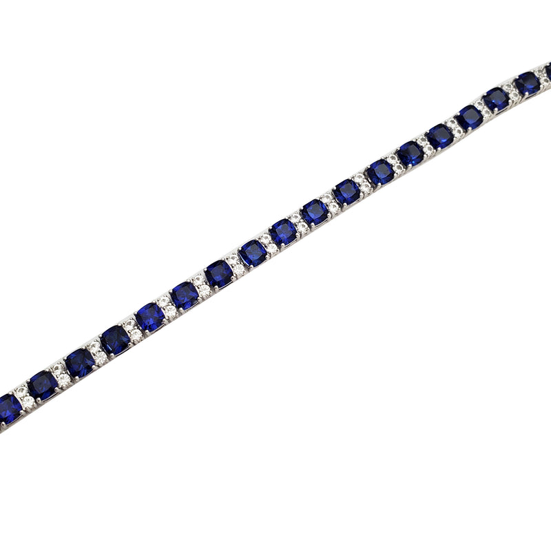 White & Dark Blue Cubic Zirconia Bracelet (Silver)