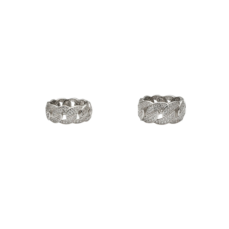 Iced-Out Cuban Link Ring (Silver)