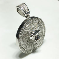 ஐஸ்-அவுட் லயன் ஹெட் மெடாலியன் (வெள்ளி) - Popular Jewelry (பக்க காட்சி)