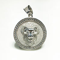 Iced-Out Lion Head Medallion (sølv) - Popular Jewelry