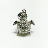 Iced-Out Miniature Turtle Pendant (Silver) - Popular Jewelry