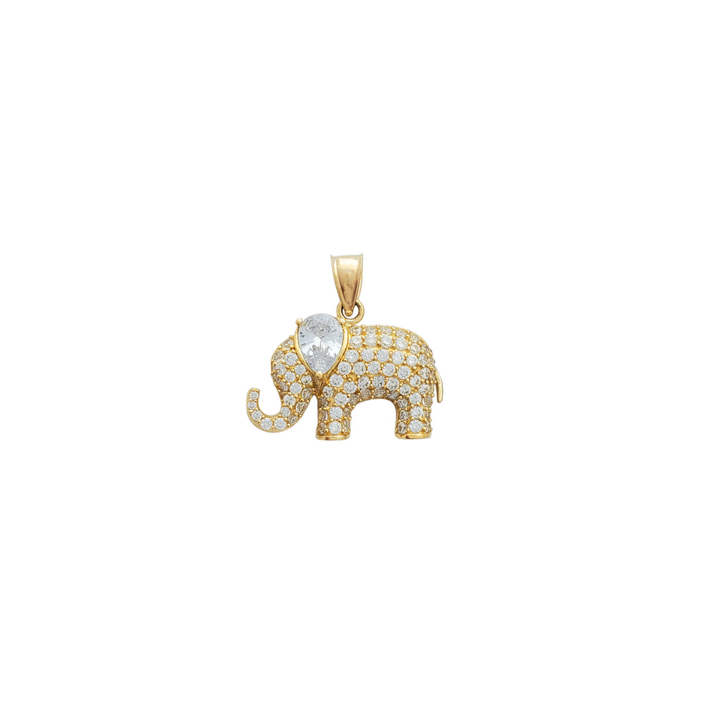Iced-Out Elephant Pendant (14K)