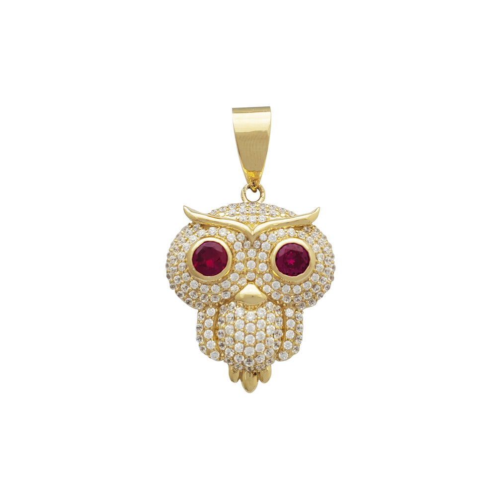 Iced-Out Chibi Owl Pendant (14K)