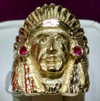 Indian Head Men's Ring 14K - Lucky Diamond 恆福珠寶金行 New York City 169 Canal Street 10013 Jewelry store Playboi Charlie Chinatown @luckydiamondny 2124311180