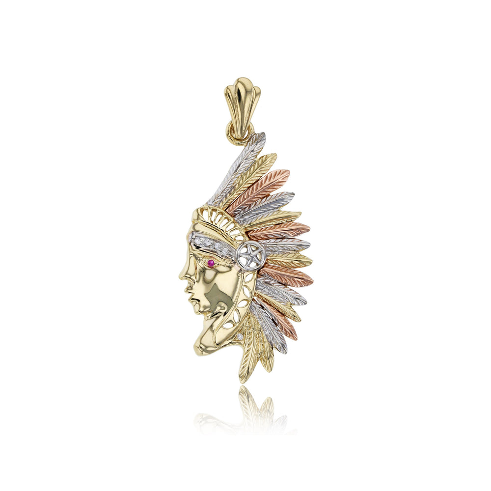 Tricolor Indian Chef Pendant (14K)