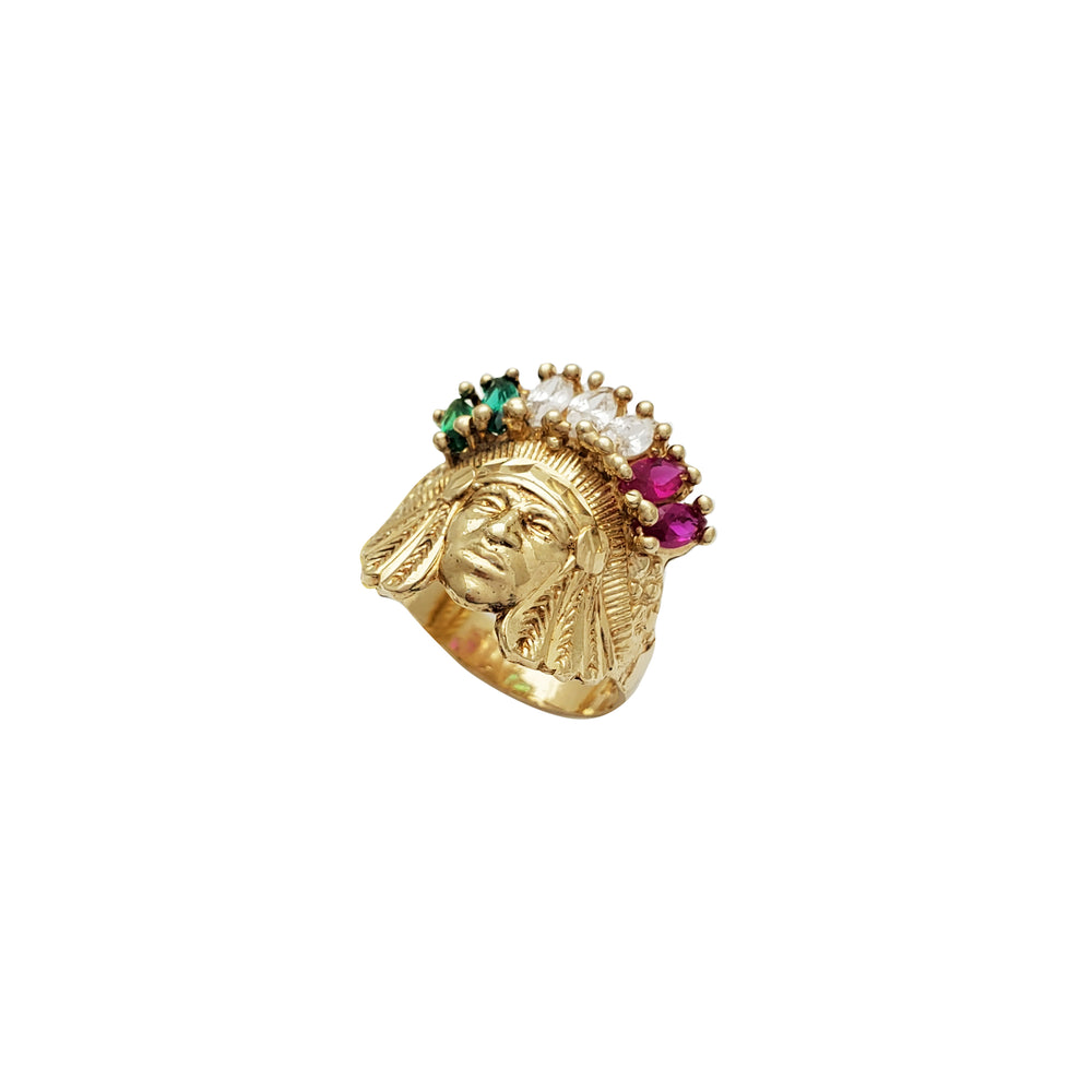 Native American / Indian Head CZ Ring (10K)