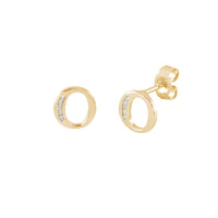 [10 mm] CZ Initial Letters Stud Earrings (14K)