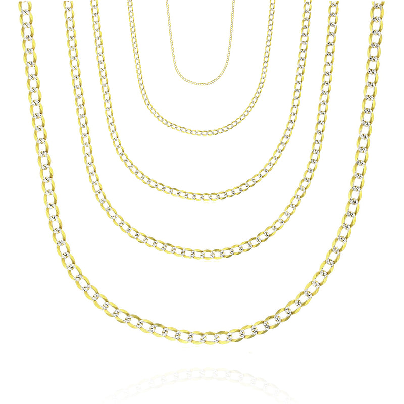 [Solid] Two-Tone Italian Cuban/Open Curb Chain (14K)