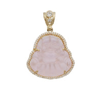 Stoneset Frame Colored Stone Laughing Buddha Pendant (14K)