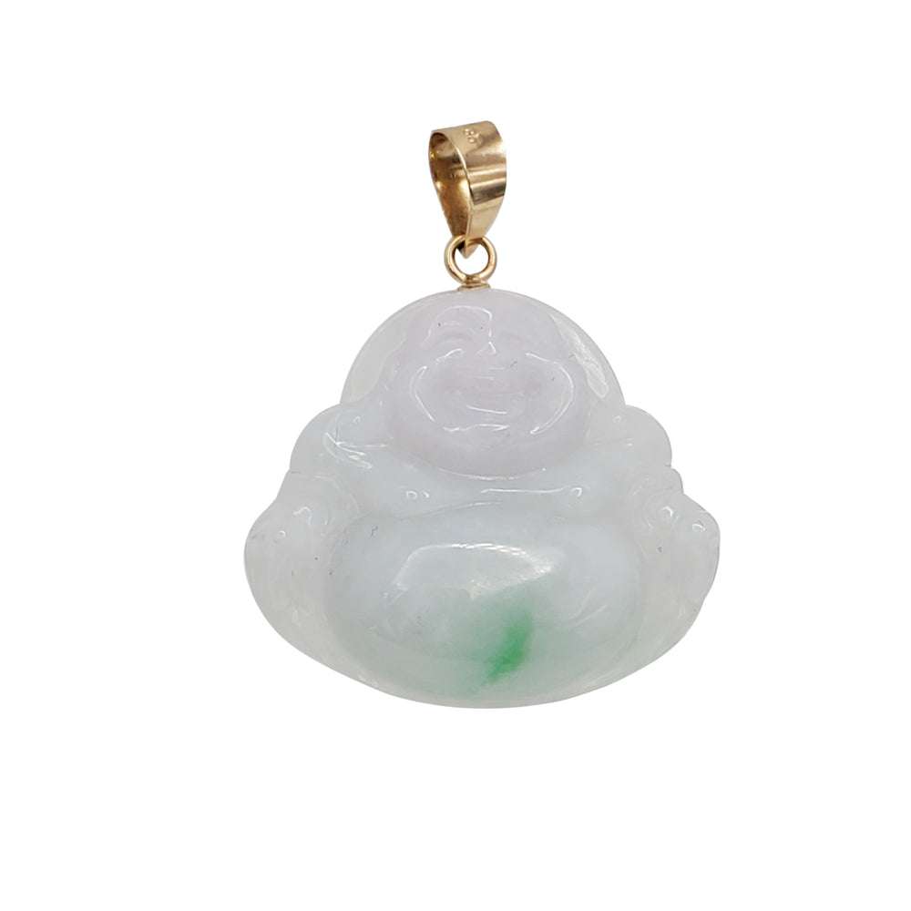 Laughing Buddha Jade Pendant (14K)