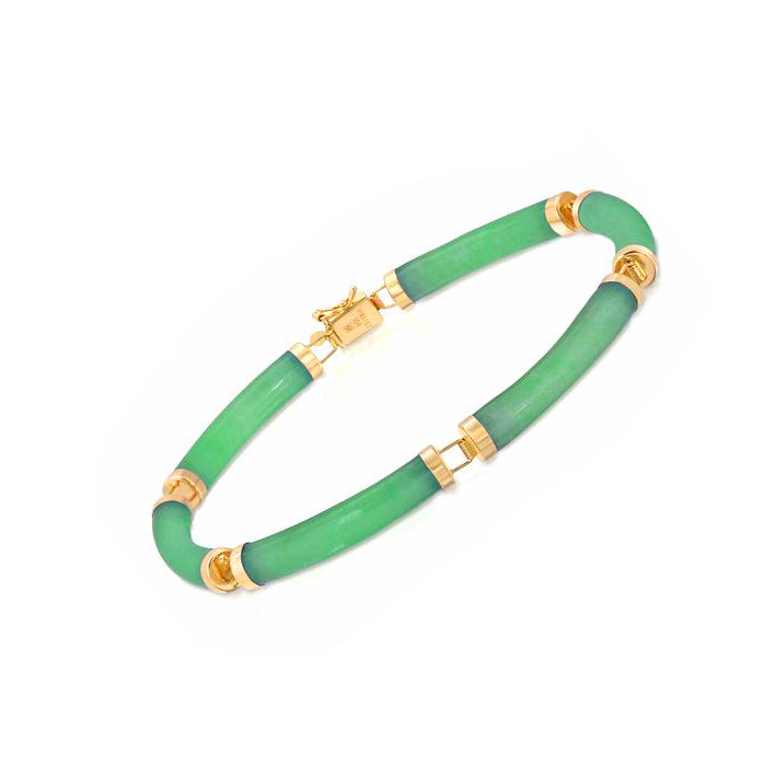 Sold at Auction: 14K gold jade bracelet, Jade-Armband 585 Gold,