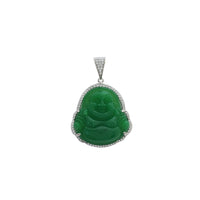 Sterling Silver Frame Jade Buddha Pendant (Silver)