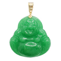 Green Jade Buddha Pendant (14K)