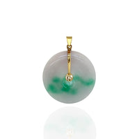 Fortune Symbol Jade Pi Disc Pendant (14K)