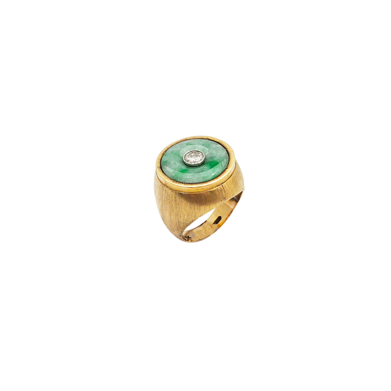Round Shape Diamond Jade Ring (14K)