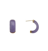 紫翡翠半圈形耳环（14K）